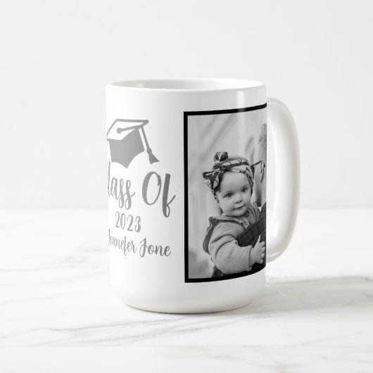Mug Script Silver 2023 - Photo de graduation personnal (Devant droit)