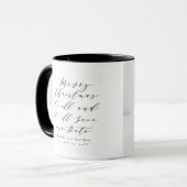 Mug Script texte photo Noël enregistrer la date (Devant gauche)