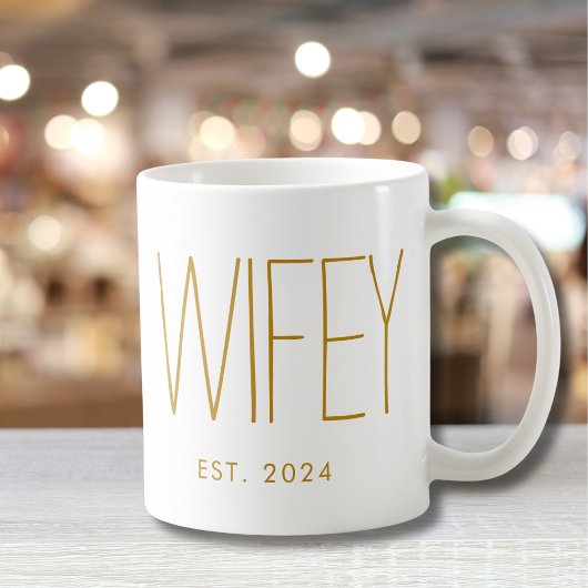 Mug Script Wifey Or personnalisé pour anniversaire de 