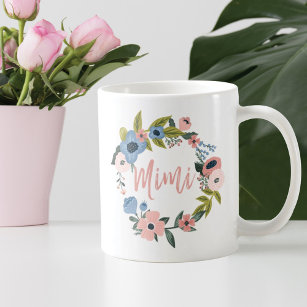 Mug Scripts de pinceau Mimi Typographie Florale Wreath