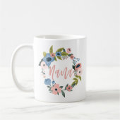 Mug Scripts de pinceau Nana Typographie Florale Wreath (Gauche)