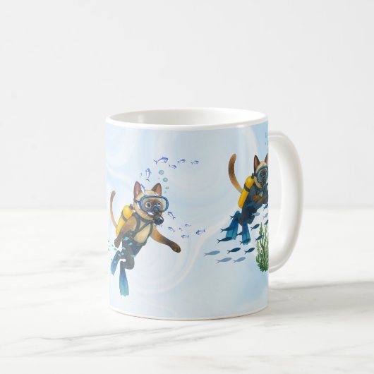 Mug Scuba Cat plonge sous l'eau (Devant droit)