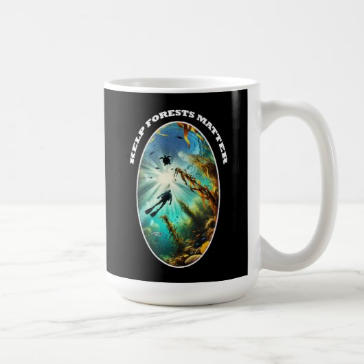Mug SCUBA Diver Silhouette with Turtle, Fish, and Kelp (Droite)