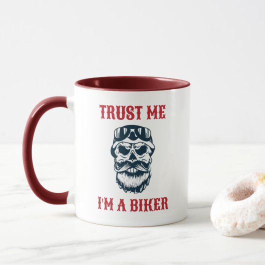 Mug Scull de barbe | Motorcycle | Faites-moi confiance (Avec donut)