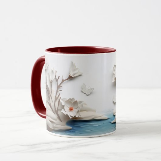 Mug Sculpté Floral & Papillon Serenity Ceramic (Devant gauche)