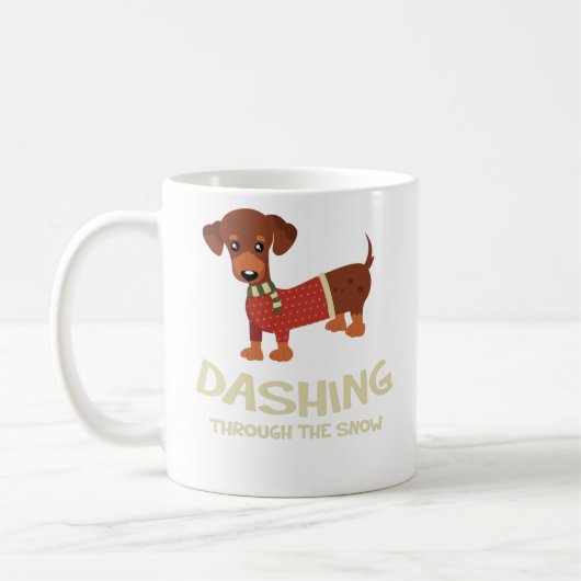 Mug Se précipiter par Noël de chien de teckel de neige (Gauche)
