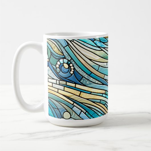 Mug Sea of Waves Teal Mosaic Fine Art (Gauche)