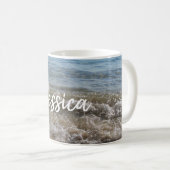 Mug Sea & Sand Beach Waves Nom personnalisé (Devant droit)