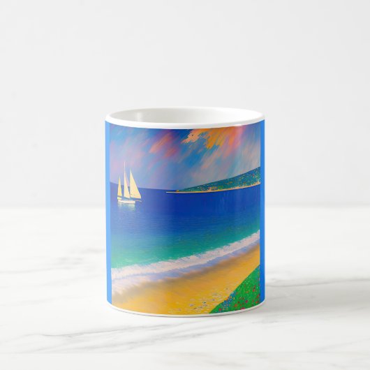 Mug Sea Scape 09 "Yacht in the bay" (Centre)