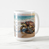 Mug Sea Turtle and Baby Illustration | Personalized (Devant droit)