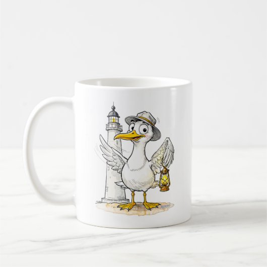 Mug Seagull Comic Lighthouse Lantern (Gauche)
