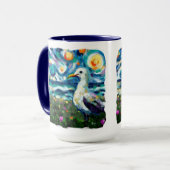 Mug Seagull Van Gogh Style Plage Sky Blue Turquoise (Devant gauche)