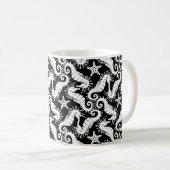 Mug Seahorse et Starfish - Motif noir et blanc (Devant droit)