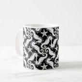 Mug Seahorse et Starfish - Motif noir et blanc (Devant gauche)