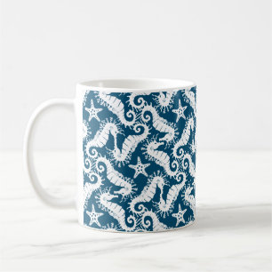 Mug Seahorse et Starfish - Motif Vie marine bleue