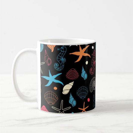 Mug Seahorse Starfish Coquillages Ocean Life (Gauche)