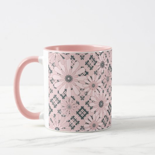 Mug Seamless abstract moderne checkered plaid floral p (Gauche)