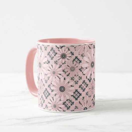 Mug Seamless abstract moderne checkered plaid floral p (Devant gauche)