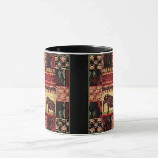 Mug Seamless african patchwork ornamental indian eleph (Centre)