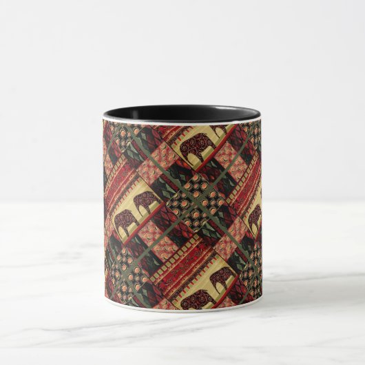 Mug Seamless african patchwork ornamental indian eleph (Centre)