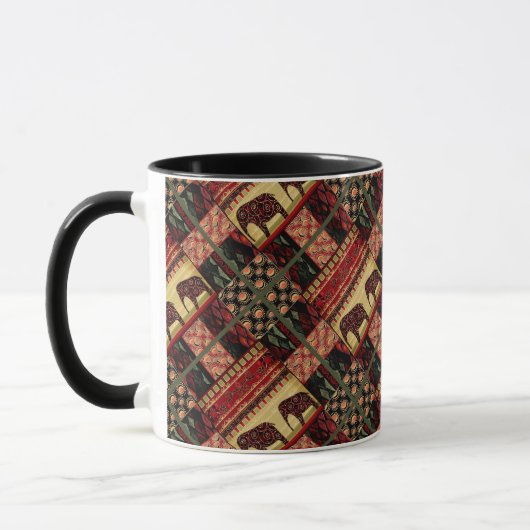 Mug Seamless african patchwork ornamental indian eleph (Gauche)