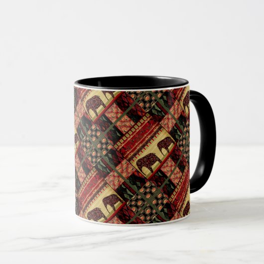 Mug Seamless african patchwork ornamental indian eleph (Devant droit)