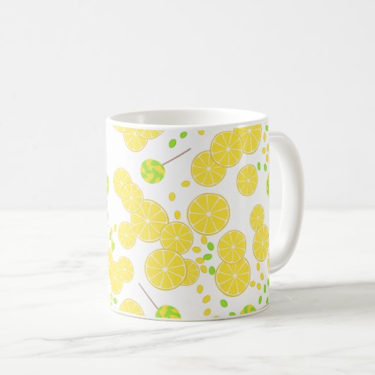 Mug Seamless bright lemon slices candy lollipops (Devant droit)
