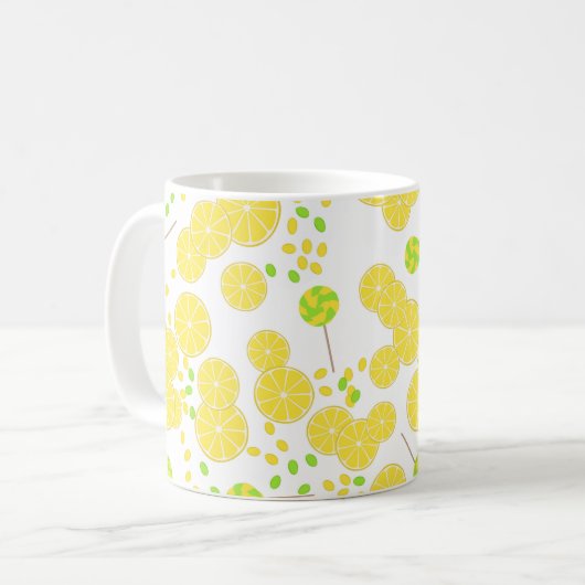 Mug Seamless bright lemon slices candy lollipops (Devant gauche)