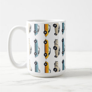 Mug Seamless Classic Cars Pattern – Blue, Beige & Yell