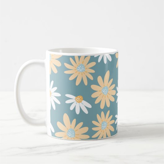 Mug Seamless daisies pattern in small naive wild flowe (Gauche)
