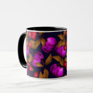 Mug Seamless dark plum fruits purple berries cherry