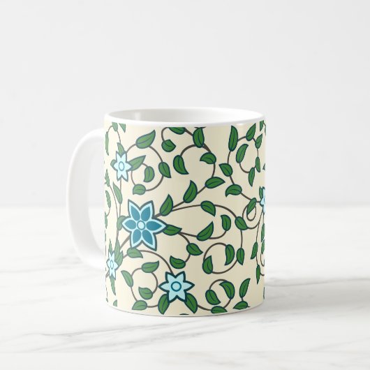 Mug Seamless floral pattern on beige background (Devant gauche)