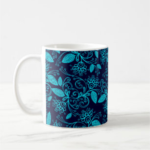 Mug Seamless pattern of abstract blue color on dark ba