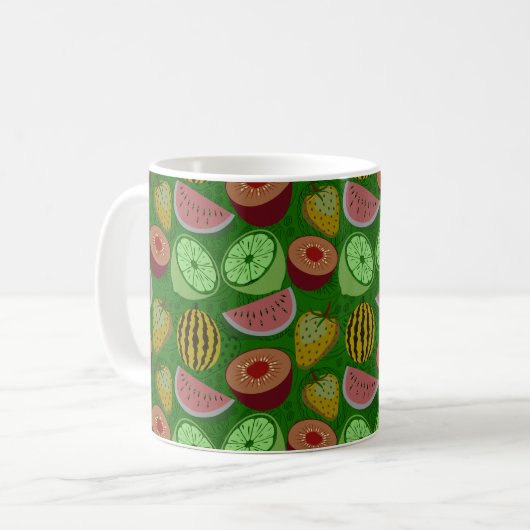 Mug Seamless pattern tropical fruit & green background (Devant gauche)