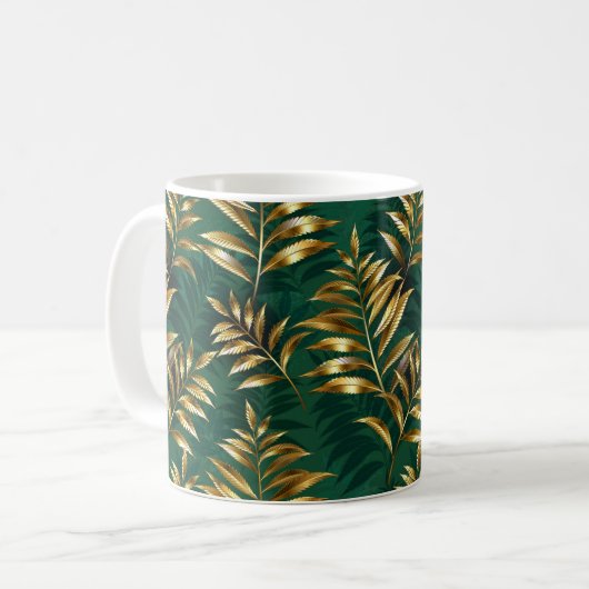 Mug Seamless pattern with golden ferns (Devant gauche)