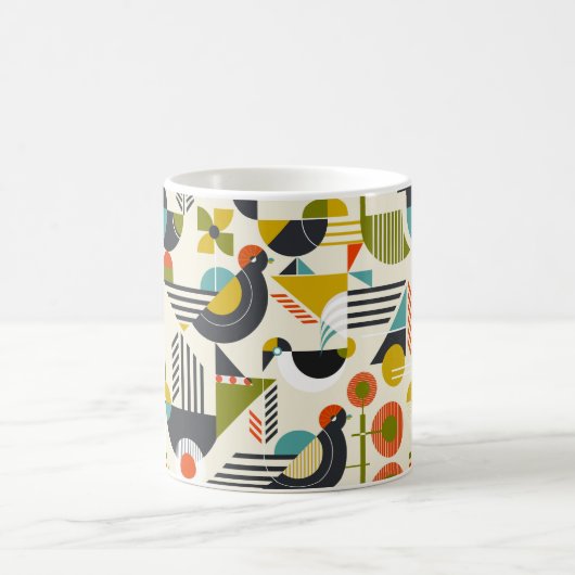 Mug Seamless pattern with stylized birds in retro bauh (Centre)