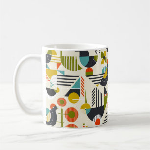 Mug Seamless pattern with stylized birds in retro bauh