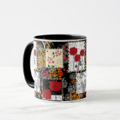 Mug Seamless retro vintage patchwork quilting poppies (Devant gauche)