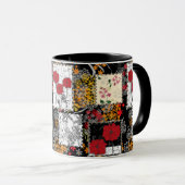Mug Seamless retro vintage patchwork quilting poppies (Devant droit)