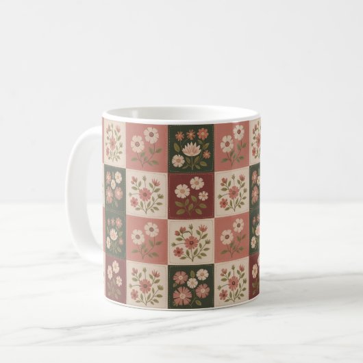 Mug Seamless Rustic Floral Patchwork (Devant gauche)