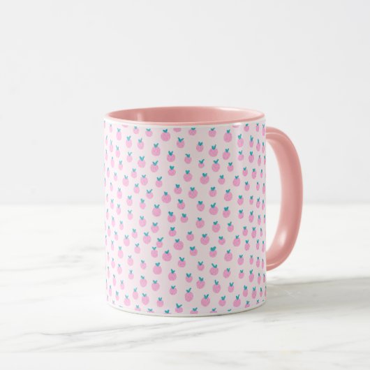 Mug Seamless Strawberry Pattern – Pastel Pink Cute  (Devant droit)