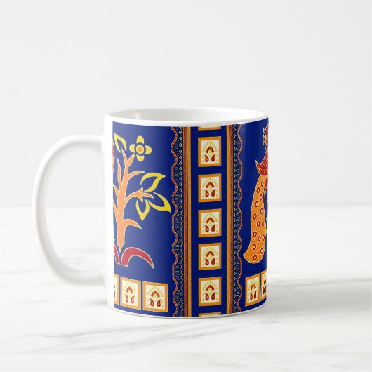 Mug Seamless traditional indian border with peacock (Gauche)