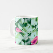 Mug Seamless tropical leaves pattern background, retro (Devant gauche)