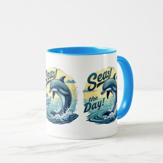 Mug Seas Day Retro Dolphin Océan esthétique (Devant droit)