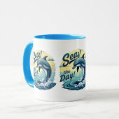 Mug Seas Day Retro Dolphin Océan esthétique (Devant gauche)