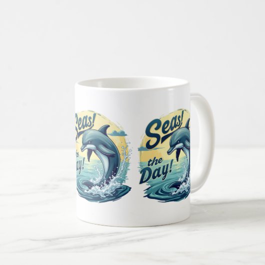 Mug Seas Day Retro Dolphin Océan esthétique (Devant droit)
