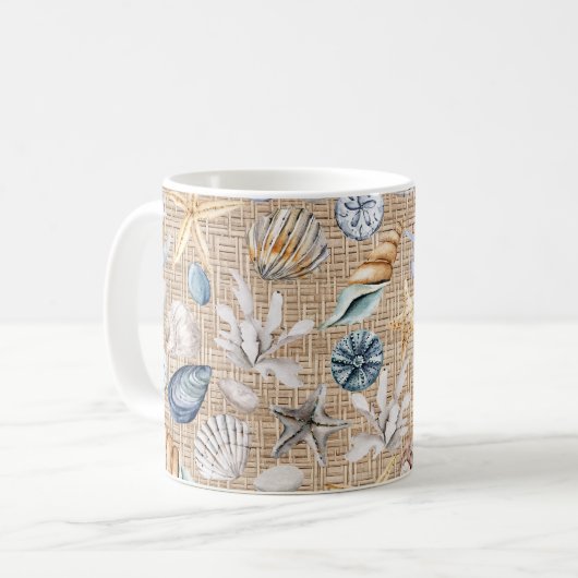 Mug Seashell Beach Burlap Café Thé (Devant gauche)