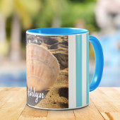 Mug Seashell Beach Script Photo Nom personnalisé Moder