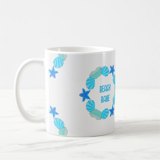 Mug Seashell cercles plage bébé ou nom personnalisé (Gauche)