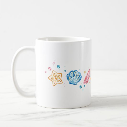 Mug Seashell & Starfish Doodle – Ocean Aesthetic Desig (Gauche)